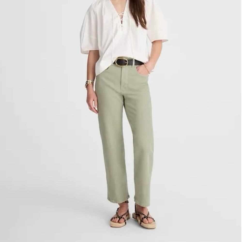 NWT Madewell The Perfect Vintage Wide-Leg Crop Jean Dusty Celadon Green Size 24